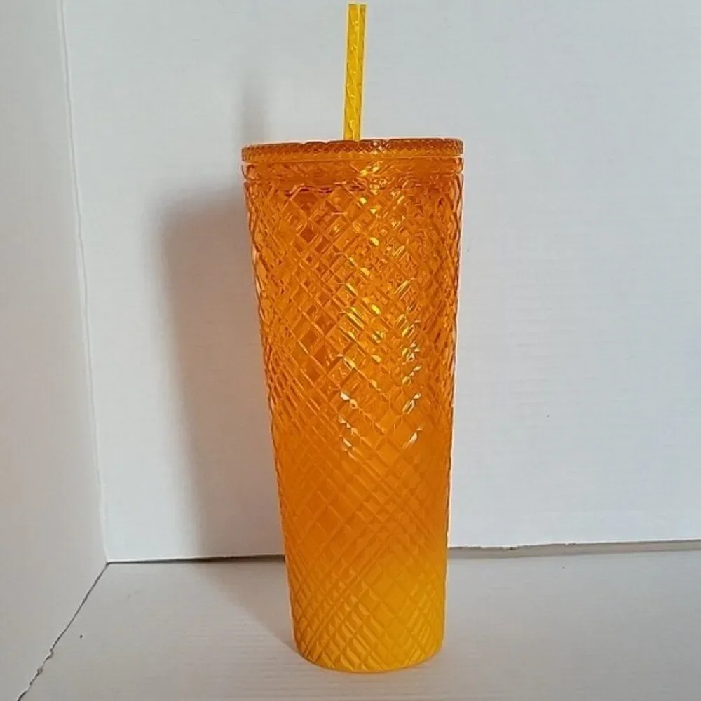 Starbucks Cold Travel Tumbler Cup 2021 24 Oz Venti Ombre Orange Mango Jeweled